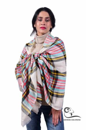 Checked Handwoven Pure Pashmina Shawl