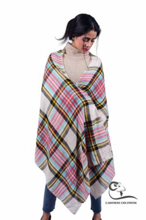 Checked Handwoven Pure Pashmina Shawl